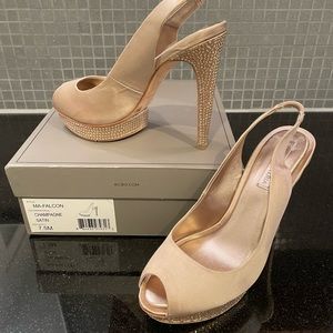 BCBG MaxAzria Satin Rhinestone Heels